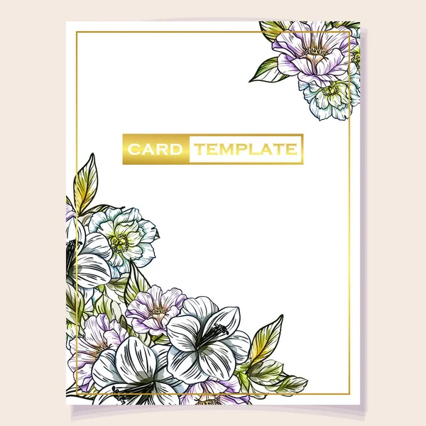 Illustration Vectorielle Carte Invitation Colorée Motif Fleurs Style Vintage — Image vectorielle