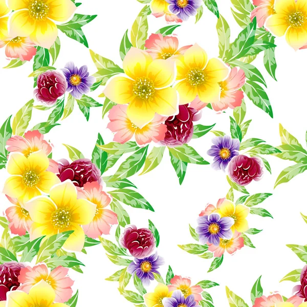 Vektor Illustration Von Hellen Blumen Muster Hintergrund — Stockvektor