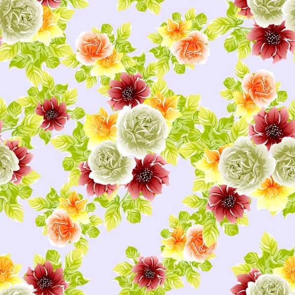 Vector Illustration Bright Flowers Pattern Background — Stock Vector