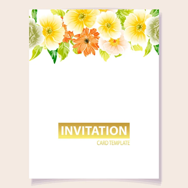 Illustration Vectorielle Carte Invitation Colorée Motif Fleurs Style Vintage — Image vectorielle