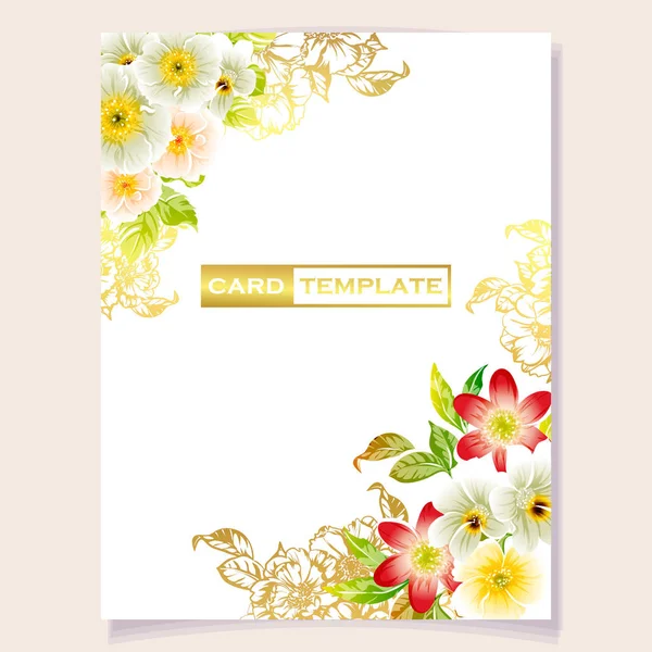 色鮮やかな招待状 ビンテージ スタイルの花パターンのベクトル イラスト — ストックベクタ