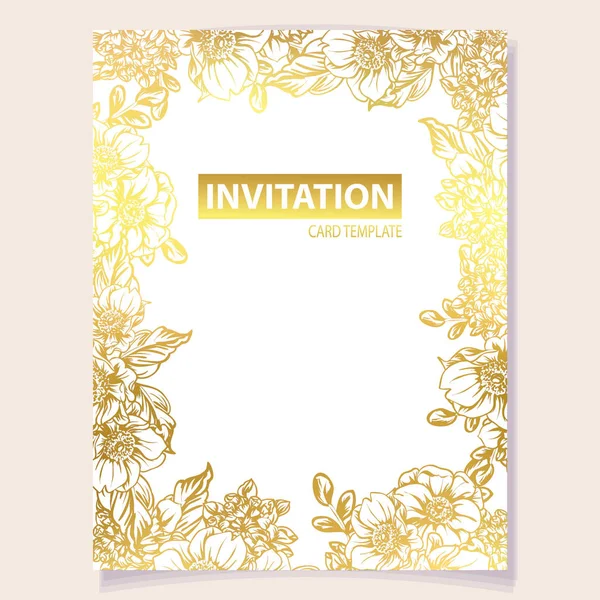 Vector Illustration Colourful Invitation Card Vintage Style Flowers Pattern — Stock Vector