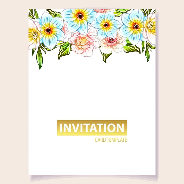 Illustration Vectorielle Carte Invitation Colorée Motif Fleurs Style Vintage — Image vectorielle