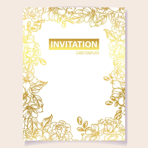 Illustration Vectorielle Carte Invitation Colorée Motif Fleurs Style Vintage — Image vectorielle