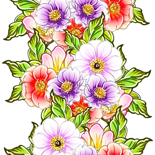 Vectorillustratie Van Heldere Bloemen Patroon Achtergrond — Stockvector