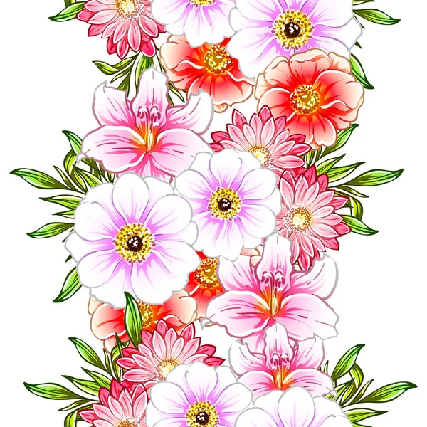 Vector Ilustración Flores Brillantes Patrón Fondo — Vector de stock