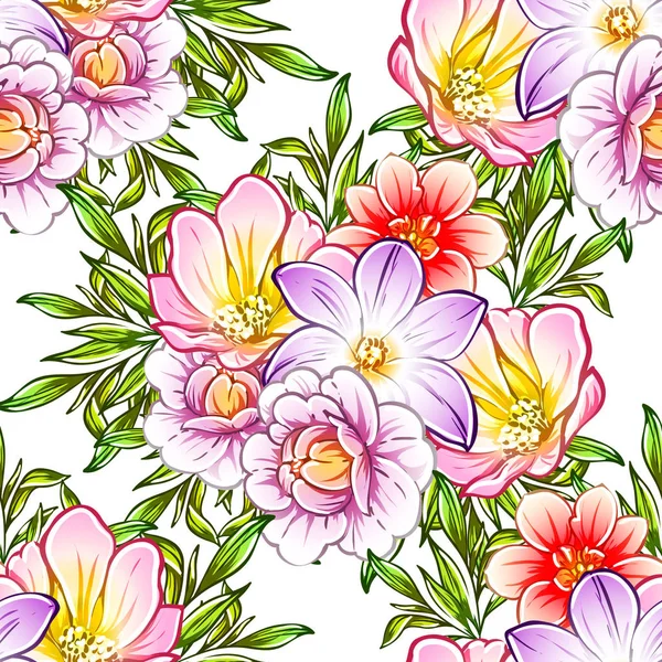 Vektor Illustration Von Hellen Blumen Muster Hintergrund — Stockvektor