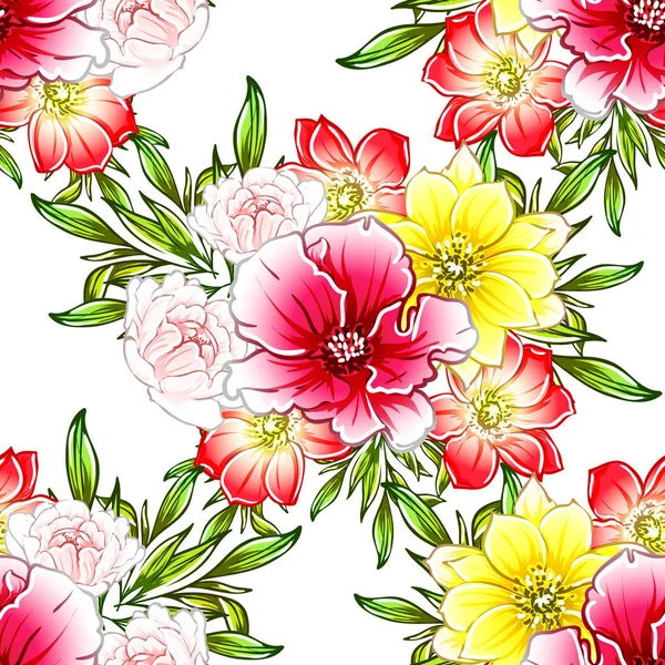 Vektor Illustration Von Hellen Blumen Muster Hintergrund — Stockvektor