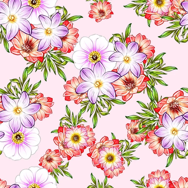 鮮やかな花パターン背景のベクトル イラスト — ストックベクタ