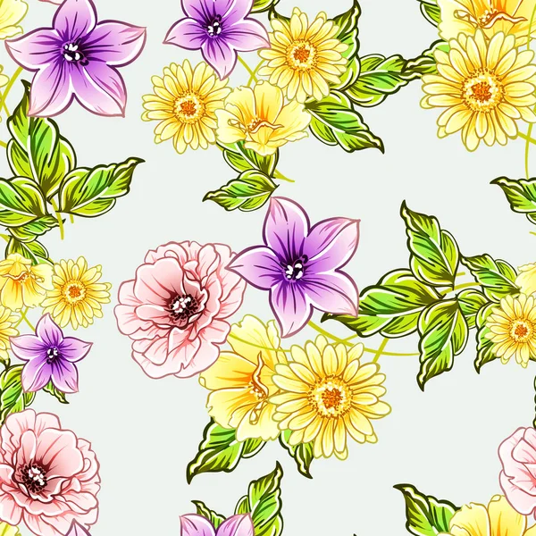 Vektor Illustration Von Hellen Blumen Muster Hintergrund — Stockvektor