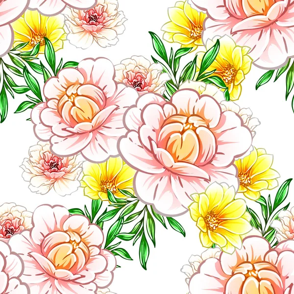 Illustration Vectorielle Fleurs Vives Motif Fond — Image vectorielle