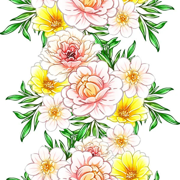 Vektorillustration Ljusa Blommor Mönster Bakgrund — Stock vektor