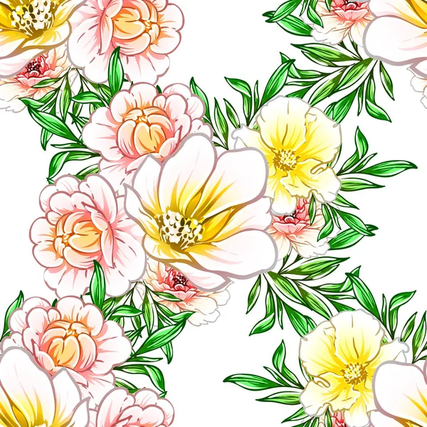 Illustration Vectorielle Fleurs Vives Motif Fond — Image vectorielle