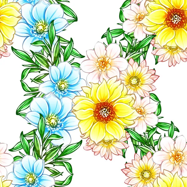 Illustrazione Vettoriale Fiori Luminosi Modello Sfondo — Vettoriale Stock