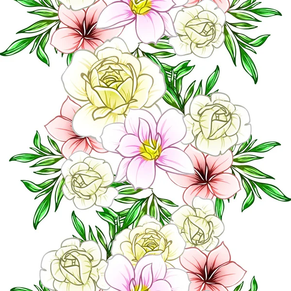 Illustration Vectorielle Fleurs Vives Motif Fond — Image vectorielle