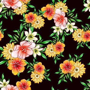 vektör çizim parlak çiçek desen arka plan
