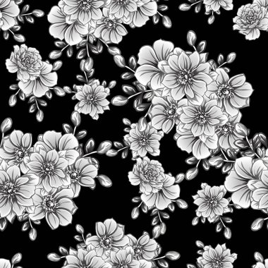 vintage çiçek desen arka plan vektör çizim