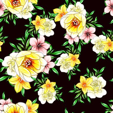 vektör çizim parlak çiçek desen arka plan