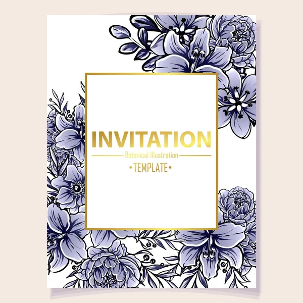 Vector Ilustración Tarjeta Invitación Colores Patrón Flores Estilo Vintage — Archivo Imágenes Vectoriales