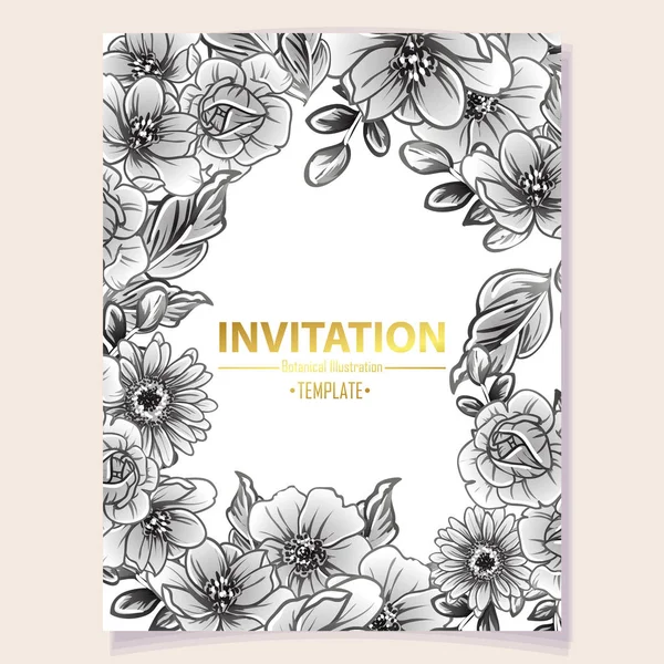 Vector Illustration Colourful Invitation Card Vintage Style Flowers Pattern — Stock Vector