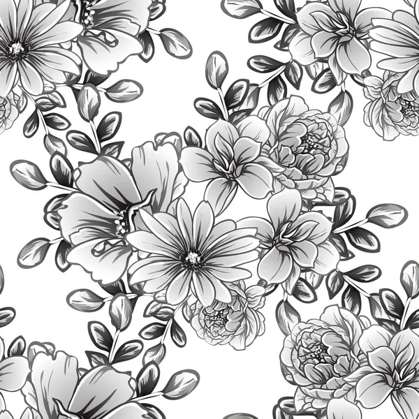 Vector Illustration Vintage Flowers Pattern Background — Stock Vector