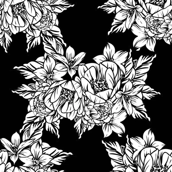 Vector Illustration Vintage Flowers Pattern Background — Stock Vector