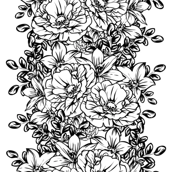 Vector Illustration Vintage Flowers Pattern Background — Stock Vector