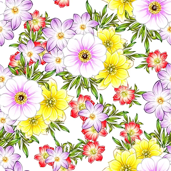 Vector Ilustración Flores Brillantes Patrón Fondo — Archivo Imágenes Vectoriales