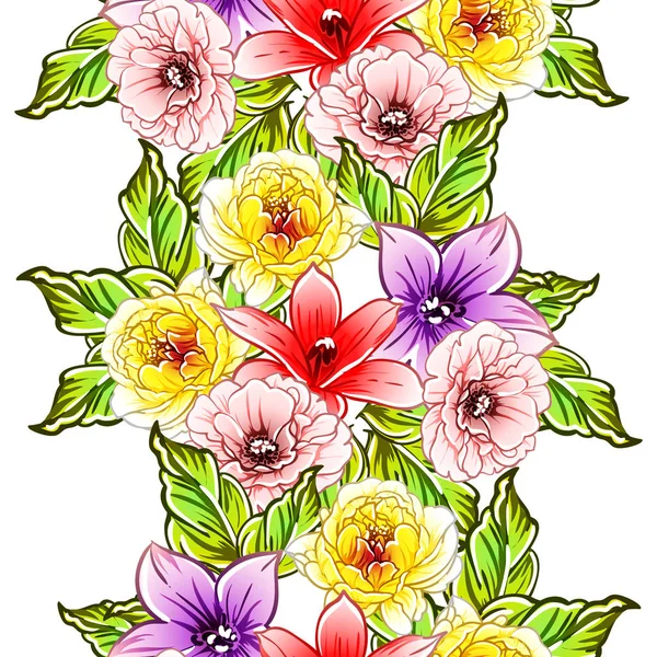 Vektorillustration Ljusa Blommor Mönster Bakgrund — Stock vektor