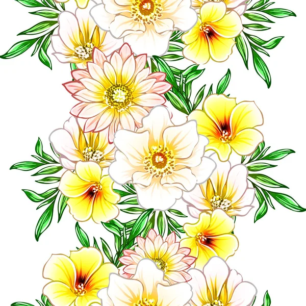 Illustrazione Vettoriale Fiori Luminosi Modello Sfondo — Vettoriale Stock