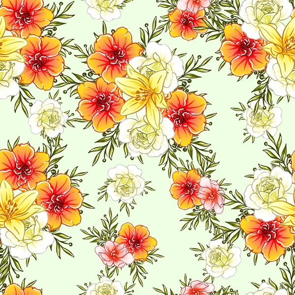 Vektor Illustration Von Hellen Blumen Muster Hintergrund — Stockvektor