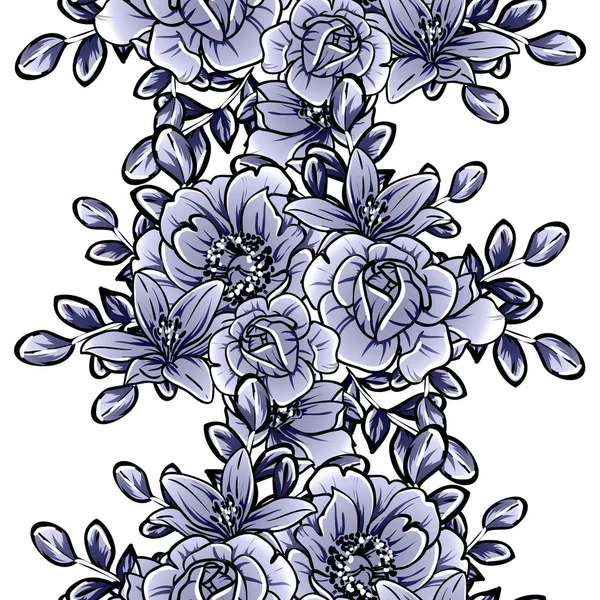 Vector Illustration Vintage Flowers Pattern Background — Stock Vector