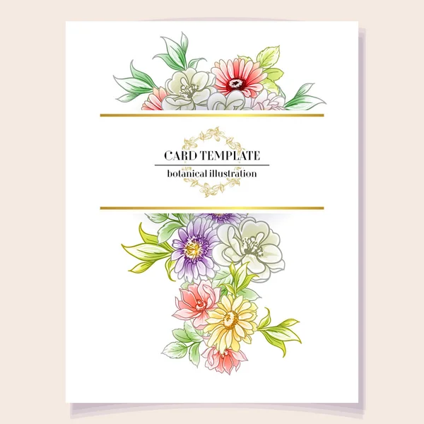 Illustration Vectorielle Carte Invitation Colorée Motif Fleurs Style Vintage — Image vectorielle