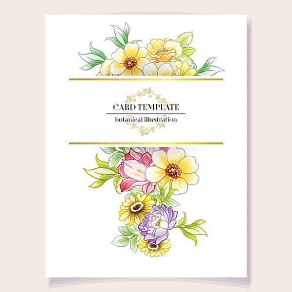 Illustration Vectorielle Carte Invitation Colorée Motif Fleurs Style Vintage — Image vectorielle