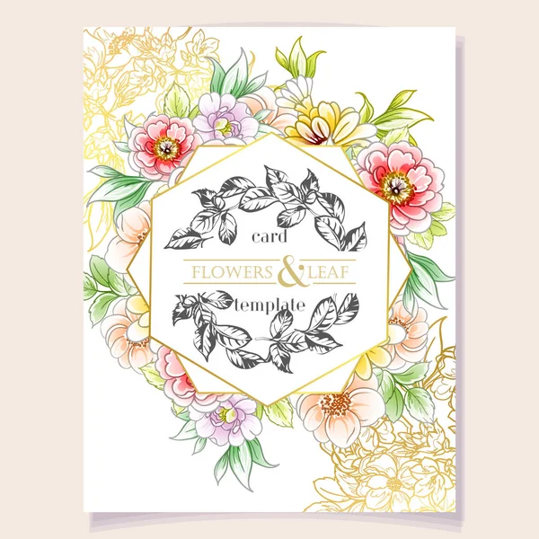 Векторна Ілюстрація Барвистої Листівки Запрошення Візерунок Квітів Вінтажного Стилю — стоковий вектор