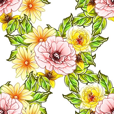 vektör çizim parlak çiçek desen arka plan