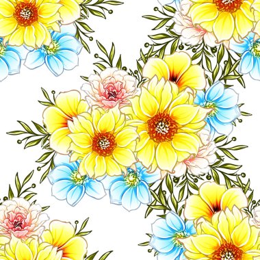 vektör çizim parlak çiçek desen arka plan