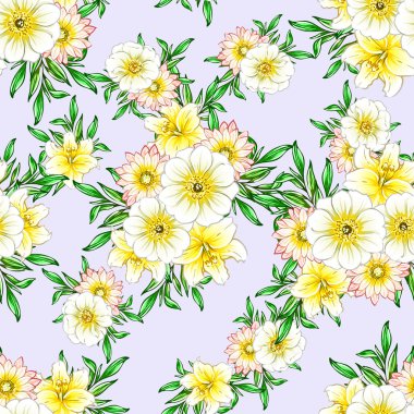 vektör çizim parlak çiçek desen arka plan