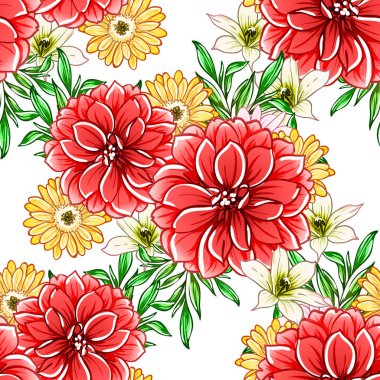 vektör çizim parlak çiçek desen arka plan