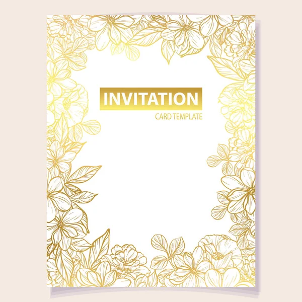 Illustration Vectorielle Carte Invitation Colorée Motif Fleurs Style Vintage — Image vectorielle