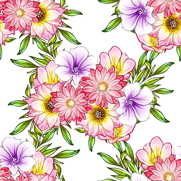 Vector Ilustración Flores Brillantes Patrón Fondo — Vector de stock