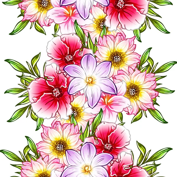 Vector Ilustración Flores Brillantes Patrón Fondo — Vector de stock