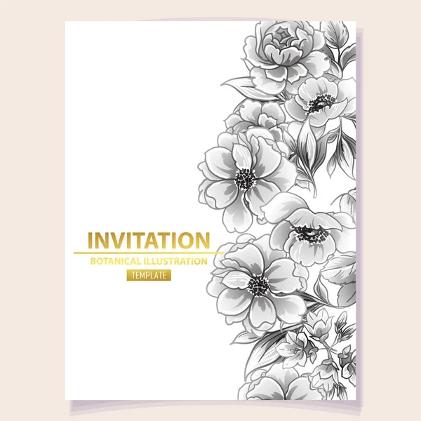 Vektorové Ilustrace Barevné Pozvánka Vintage Styl Květiny Vzor — Stockový vektor