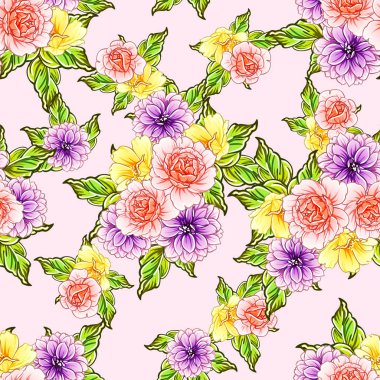 vektör çizim parlak çiçek desen arka plan