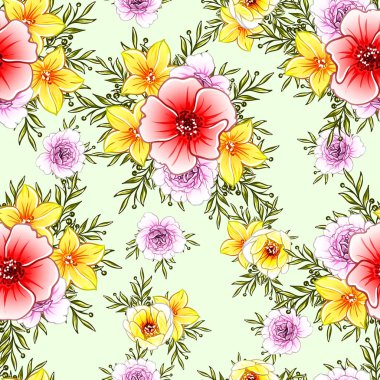 vektör çizim parlak çiçek desen arka plan