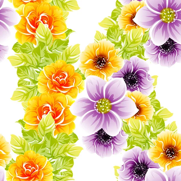 Vector Ilustración Flores Brillantes Patrón Fondo — Vector de stock