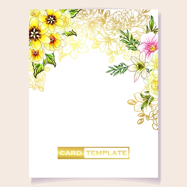 Illustration Vectorielle Carte Invitation Colorée Motif Fleurs Style Vintage — Image vectorielle