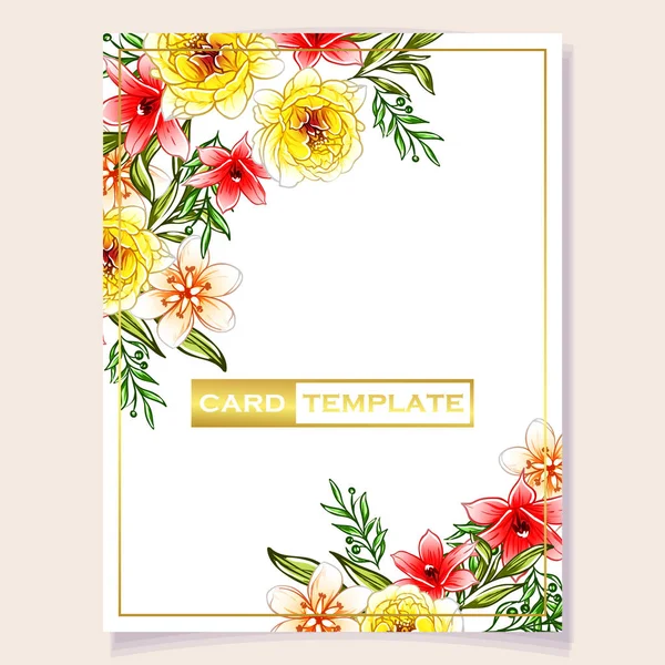 Vector Illustration Colourful Invitation Card Vintage Style Flowers Pattern — Stock Vector