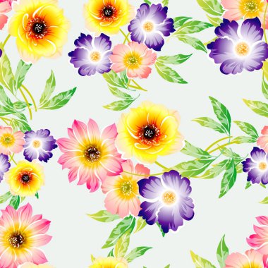 Renkli vintage tarzı çiçekler pürüzsüz desen