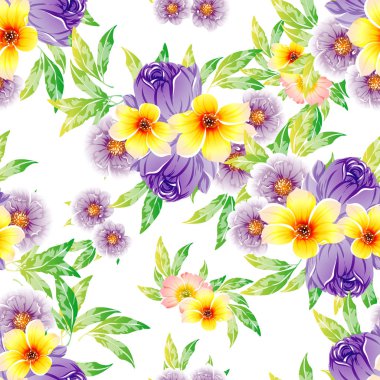 Renkli vintage tarzı çiçekler pürüzsüz desen